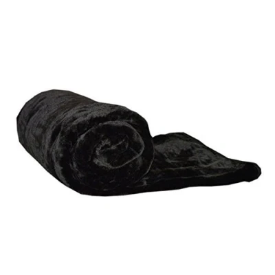 Image of Papa Jones Ltd Soft Warm Faux Fur Throw Sofa Bed Blanket, Fluffy Reversible Blankets, Pure Polyester Lightweight And Breathable Microfiber For Couch (Medium (127cm x 152cm), Black)
