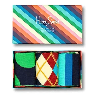 Image of Happy Socks Unisex 3 Pack Classics Gift Set, Multi, M UK
