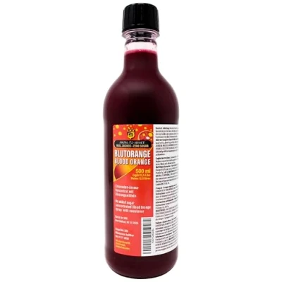 Image of Zero Sugar Blood Orange Soda Syrup Concentrate 500 ml Make 12.5 Litres of Free Soft Drink by Adding Flavouring to Carbonated Sparkling Fizzy Water