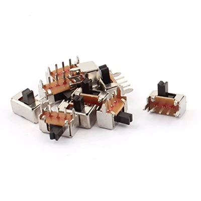 Image of Sourcingmap 10 Pcs ON/Off 2 Position 3 Poles SPDT Right Angle Panel PCB Slide Switch