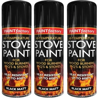 Image of High Temperature Heat Resistant Matt Black Spray Paint Stove 400ML BBQ&#039;S (3)