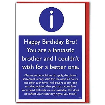 Image of Brainbox Candy Funny Brother Birthday Card Cheeky Humour