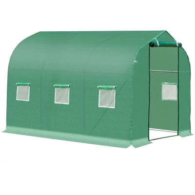 Image of Outsunny Walk in Polytunnel Round/Gable Top Garden Greenhouse Heat Shed W/Windows845 148