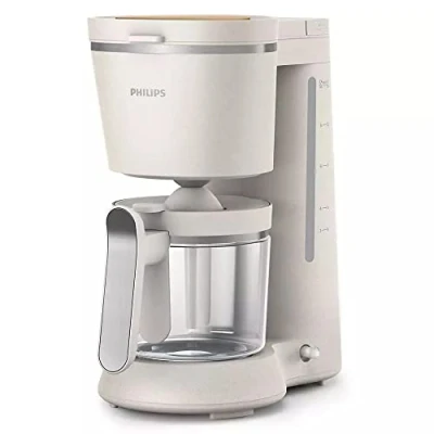 Image of Philips HD5120/00 Conscious Collection Filter Coffee Maker Organic 100% Recycled Plastic Sustainable Drip Stop Shut Off Function Glass Cream