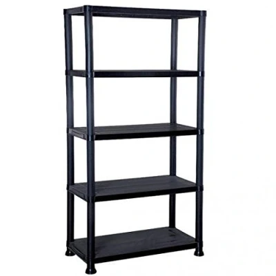 Image of ManMax NEW 5 TIER BLACK PLASTIC GARAGE STORAGE SHELVING SHELVES UNIT SHED SHELF Next Day Delivery
