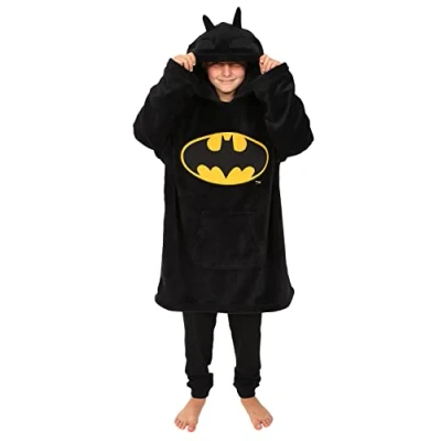 Image of BATMAN Hoodie, Oversized Warm Fleece Blanket Hoodie for Boys Black