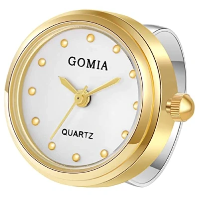 Image of JewelryWe Men Women Novelty Finger Watch Adjustable Ring Round Dial Quartz Rings, for Mothers Day