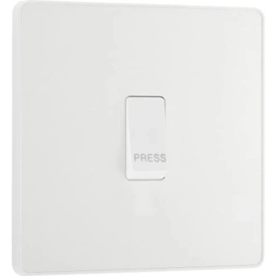 Image of BG Electrical Single Retractive Press Switch, Screwless Front Plate, Round Edges, 1 Way, Evolve, Pearlescent White, 10A, PCDCL14W