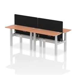 Image of Air B2B 1200x600mm Adjustable 4P Bench Desk CP Beech/Silver + Screen