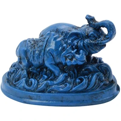 Image of Feng Shui Blue Elephant and Rhinoceros for Protection C1008