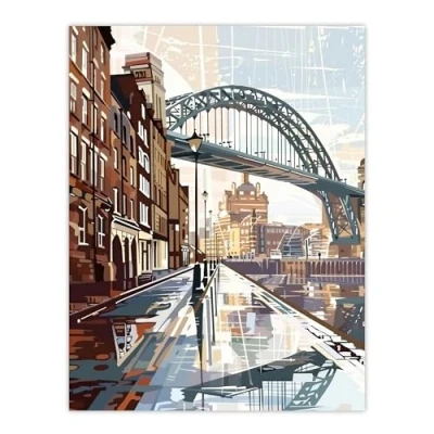 Image of Artery8 Newcastle Tyne Bridge Abstract Cityscape England Living Room Extra Large XL Wall Art Poster Print