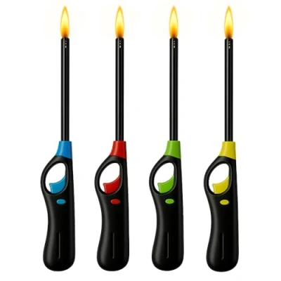 Image of ANGIX 4 x BBQ Lighters Long Reach Multipack Refillable Safety Fire Lighter for Kitchen, Barbecue, Camping, Cooking, Fireworks, Gas Cookers &amp; Candles, Fires