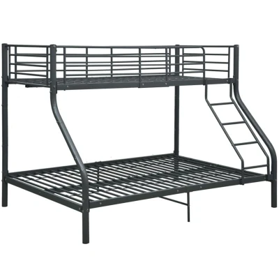 Image of vidaXL Bunk Bed Frame without Mattress Black Metal 140x200 cm/90x200 cm
