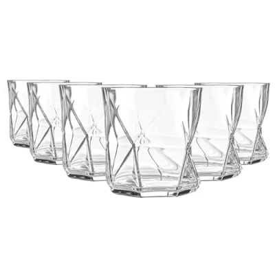 Image of Bormioli Rocco Cassiopea Geometric Whisky Tumbler Glasses Set 320ml Pack of 12