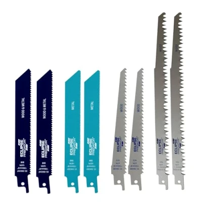 Image of Eclipse Professional Tools EC RSET8 8 Piece Reciprocating Saw Blade Set for Wood, Metal &amp; Plastics