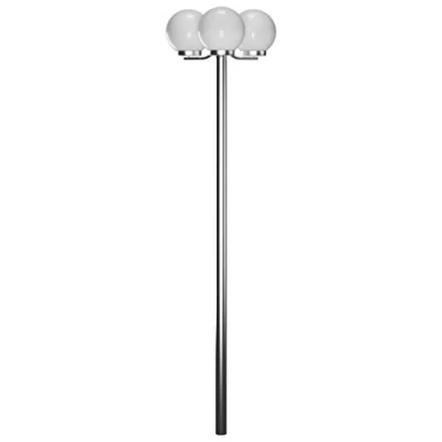 Image of vidaXL Modern 3 Lamps Garden Lamp Post 220cm Stainless Steel Outdoor Driveway Lights, E27 Fitting, IP44 Rating, White Color