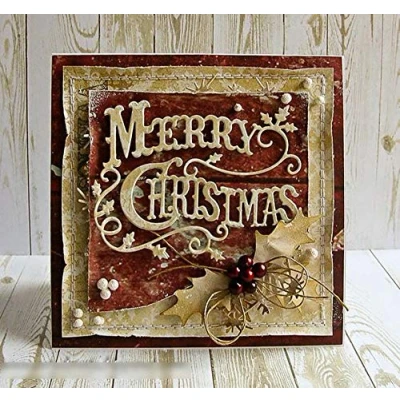 Image of Cutting Dies for Card Making, YunTrip Merry Christmas Holly Leaves Metal Die Cut Stencils DIY Scrapbooking Photo Album Decorative Paper Cards Craft