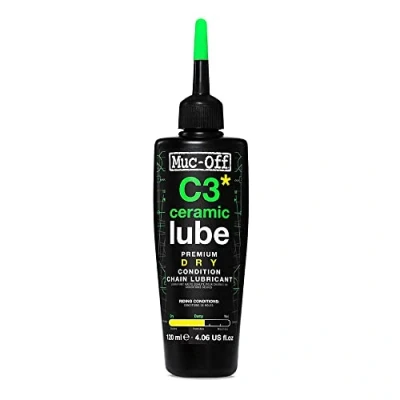 Image of Muc Off C3 Dry Chain Lube, 120ml Ceramic Bike Oil, Wax for Wet Weather Conditions Lubricant and Bicycle 0.120 Litres