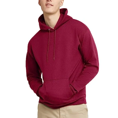 Image of Hanes Men&#039;s EcoSmart Hoodie, Midweight Fleece, Pullover Hooded Sweatshirt, Cardinal, XXL