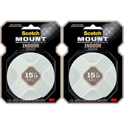 Image of Scotch Mount Indoor Double Sided Mounting Tape 314H MED, 1 in x 125 2 Pack