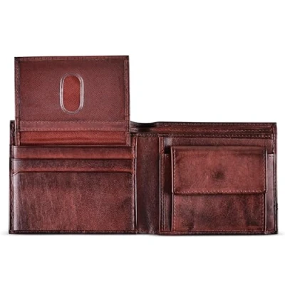 Image of BULL GUARD Leather Wallet for Men with RFID Blocking, Removable ID and Coin Pocket in Full Grain