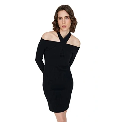 Image of Trendyol FeMan Mini Bodycon Slim fit Knitwear Dress Navy Blue