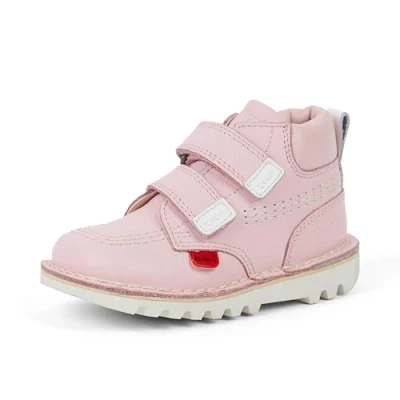 Image of Kickers Infant Unisex Kick Hi Roll Ankle Boots Extra Comfortable Added Durability Premium Quality, Light Pink, 9 UK Child