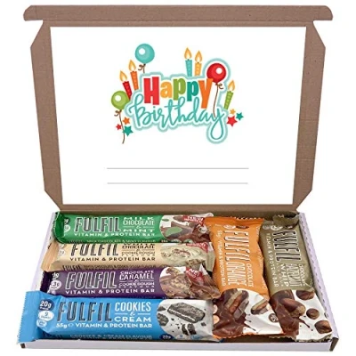 Image of Fulfil Protein Bars &amp; Vitamins Chocolate 6x60g Gift Box Hamper Snack Low Sugar Carbs Fulfill Bar
