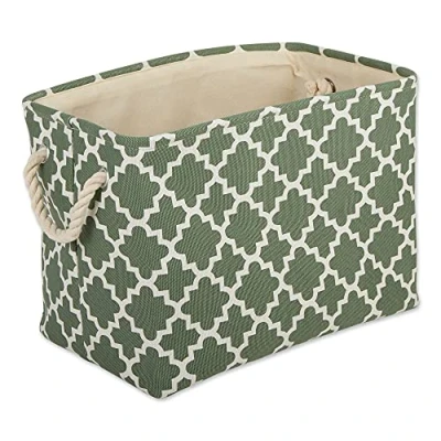 Image of DII Polyester Container with Handles, Lattice Storage Bin, Small, Artichoke
