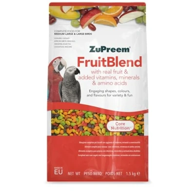 Image of ZuPreem Fruitblend Complete Bird Food suitable for Conures, Cockatoos, African Greys, Macaws and other Medium/Large Birds 1.5Kg
