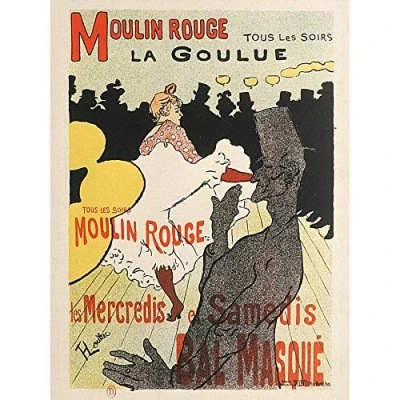 Image of Artery8 Toulouse Lautrec Dancer La Goulue Moulin Rouge Advert Unframed Wall Art Print Poster Home Decor Premium
