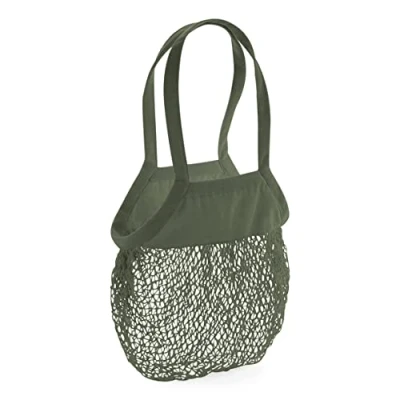 Image of Westford Mill W150 Organic Cotton Mesh Grocery Bag Olive Green