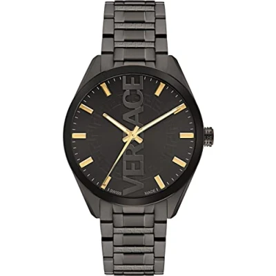 Image of Versace V vertical Mens Black Watch VE3H00522 Stainless Steel (archived) One Size