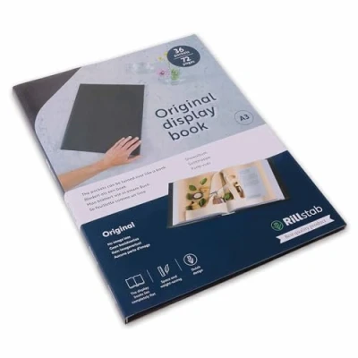 Image of Rillstab Original Display Book (36 Transparent/Clear Pockets) A3 Front Page Ring Binder Portfolio &amp; Project Presentation Folder for Meetings Conferences Poly Clear Pocket Black 99354