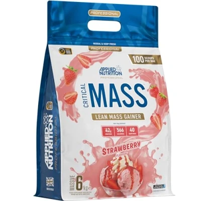 Image of Applied Nutrition Critical Mass Professional Weight Gain Protein Powder, High Calorie Gainer, Lean (6kg 40 Servings) (Strawberry)