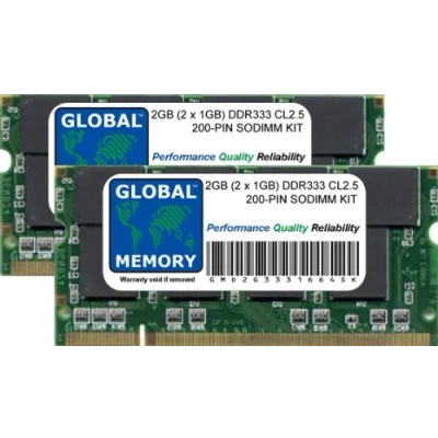 Image of 2GB (2 x 1GB) DDR 333MHz PC2700 200 PIN SODIMM MEMORY RAM KIT COMPATIBLE WITH LAPTOPS/NOTEBOOKS