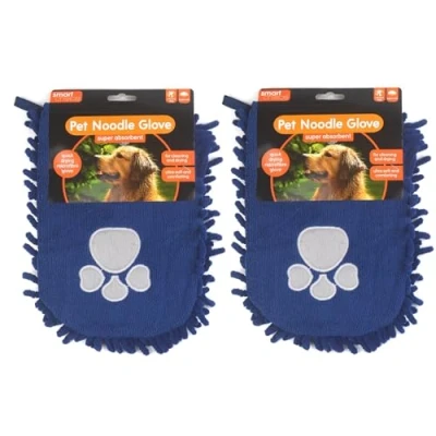 Image of World of pets Microfibre Pet Mitt with Ultra Soft Quick Dry Comforting Material Pack 2 BLUE or GREY