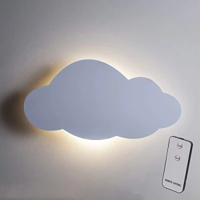 Image of Lights4fun Battery Operated LED Cloud Wall Light Kids Bedroom Nursery Remote &amp; Timer