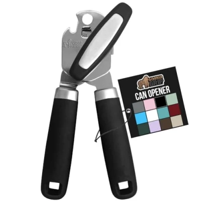 Image of The Original Gorilla Grip Heavy Duty Stainless Steel Smooth Edge Manual Can Opener and Bottle Openers, Soft Handle, Rust Proof Oversized Handheld Easy Turn Knob, Multifunctional Kitchen Tool, Black