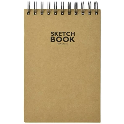 Image of Sketchbook Spiral Bound Sketch pad, DIN A5, 120 Sheets, 100 g/m², Robust, Recyclable Kraft Paper Made from Unbleached Natural Fibres