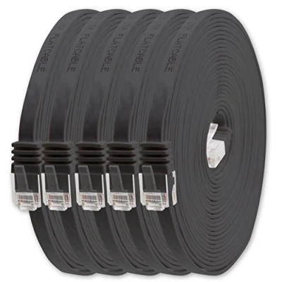 Image of 1m black 5 pieces Cat6 Ethernet cable flat network lan Cat 6 very thin and slim 1000 Mbit/s