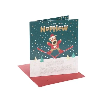 Image of Boofle Brilliant Nephew Boofle&#039;s Ski Adventure Cute Christmas Greeting Card