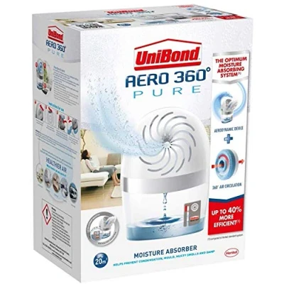 Image of 3 X AERO 360º Moisture Absorber, Ultra Absorbent dehumidifier, Helps to Prevent Condensation, Mould &amp; Musty Smells, refillable Condensation 1 Device incl. Refill tab 450g