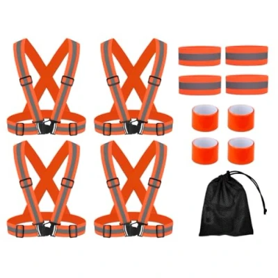 Image of Hitopin Running Reflective Vest Gear, 4Pack Safety Harness, High Visible Vest, Adjustable 8PCS Wristbands, for Running, Jogging, Hiking, Cycling