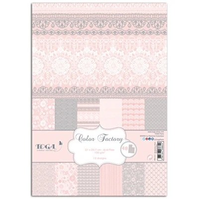 Image of Toga PPK001 Birth Pack of 48 Printed Paper Sheets, Multi Coloured, Paper, Dentelle, 21 x 29.7 0.1 cm