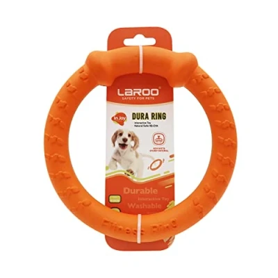 Image of LaRoo Dog Flying Ring Toys, Floating Disc Summer Pet Training Outdoor Durable Chew Toys for Medium and Large dogs (Small Orange/18cm)