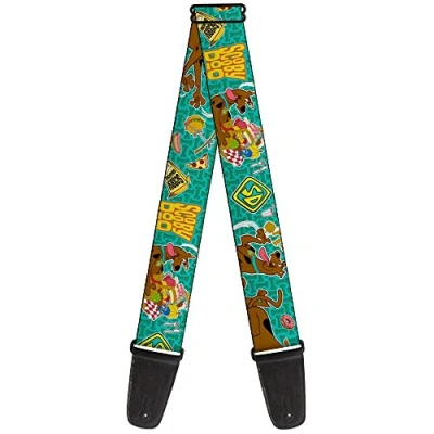 Image of Buckle Down GS WSD006 Guitar Strap Scooby Doo &amp; Snacks/Bone Monogram Blues, 2&quot; Wide 29 54&quot; Length