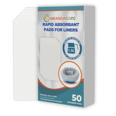 Image of Meadowcare Commode Absorbent Pads Pack of 50 Super for Liners Only