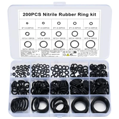 Image of 200pcs O ring seals, 15 sizes rubber gasket electrical seal kit, insulated pipe plumber combination set
