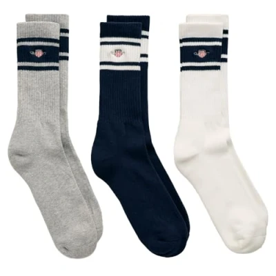 Image of GANT Men&#039;s Shield Sport Socks 3 Pack Herren Socken, Evening Blue, 43 45